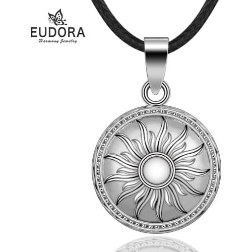 EUDORA Harmony Ball Necklace Vintage Silver Color Chime Bola Sunflower Pendant for Women Fashion Jewelry Mexican Pregnancy Ball