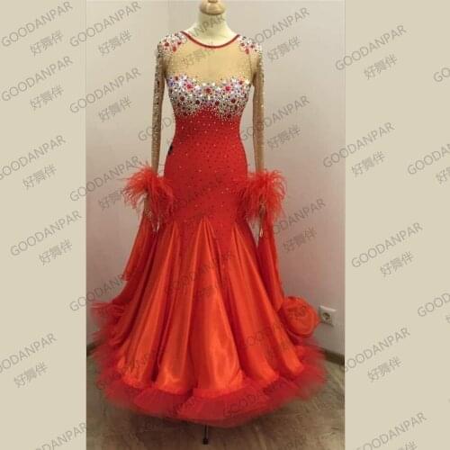 Ballroom dance competition standard dress women, lycra standard ballroom dress Mesh Long Sleeve dresses for ballroom dancing