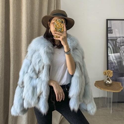 Winter High End Fox Fur Grass Coat Women Full Sleeves Thick Warm Oversize Jacket Youth 2020 New Solid Office Lady Loose Real Fur