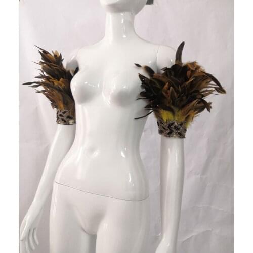 1 Pair Carnival and festival Rooster feather hand cuff and wrist cuff Special Price