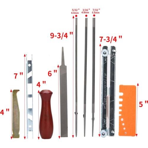 10Pcs Chainsaw Sharpening Tool Chainsaw Chain Sharpening Kit Tool Set Guide Bar File Sharpener Tools