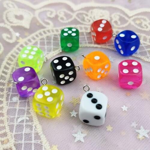 10pcs/pack Cute Women Dangle Earring Colorful Transparent Dice Charms Jewelry Findings Handmade Pendant Jewelry Making Gift