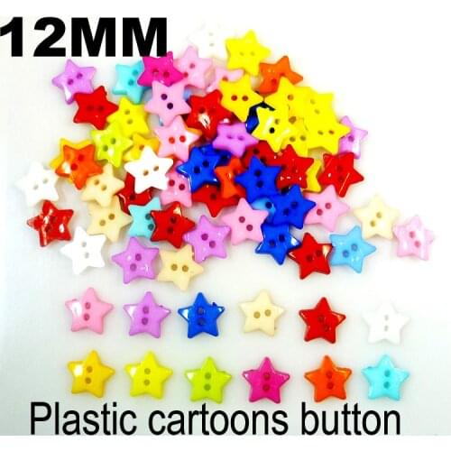 100PCS 12MM Star Button Colors Dyed Plastic Cartoons Toy Buttons Coat Boots Sewing Clothes Accessory P-044
