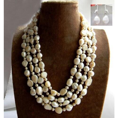 2017 4Strands Round Baroque Freshwater Pearl earring