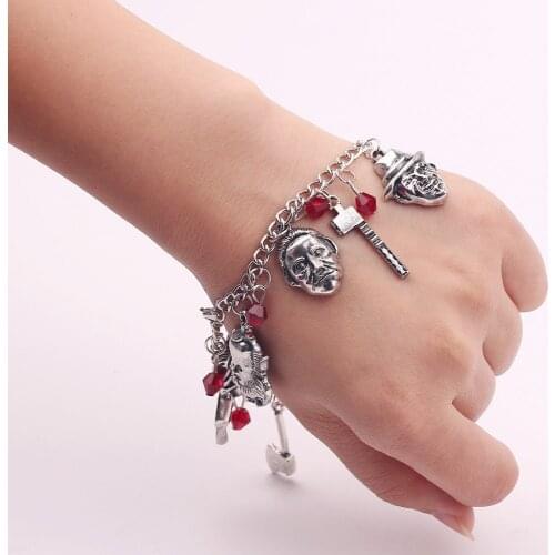 2019 Fashion Jewelry Chucky Face Stephen Kings IT Penny Wise Jason Hockey Horror charm bracelet men Halloween Gift for girls