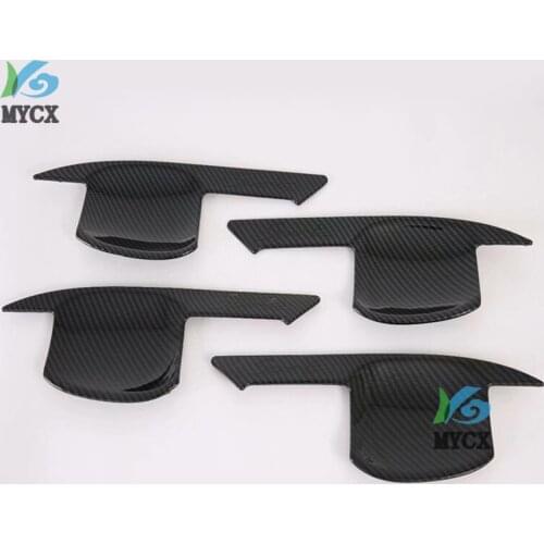 For Hyundai Tucson 2019 2020 Carbon Fiber Style Door Handle Bowl Cover Cup Cavity Trim Insert Catch Molding 4pcs