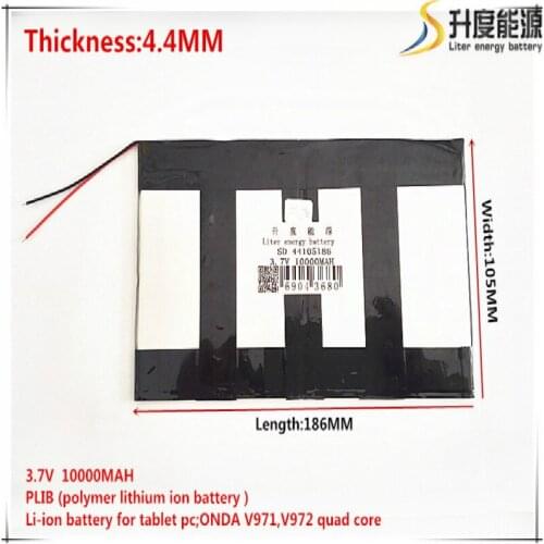 5pcs3.7V,10000mAH,[44105186] LIIB (polymer lithium ion battery / ) Li-ion battery for tablet pc; V971,V972 quad core
