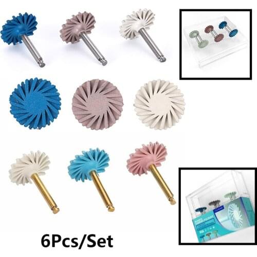 Cesoon 6Pcs/Set Dental Composite Resin Polishing Disc Kit Rubber Diamond Polishers Brush
