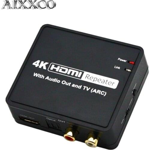 AIXXCO 4K x 2K HDMI to HDMI Optical TOSLINK SPDIF + L/R Stereo Audio Extractor Converter with ARC Function HDMI Audio Splitter