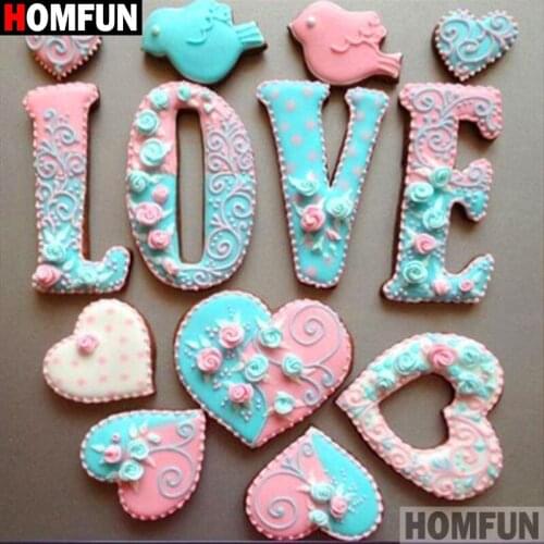 HOMFUN Full Square/Round Drill 5D DIY Diamond Painting "Text scenery LOVE" 3D Diamond Embroidery Cross Stitch Home Decor A19652