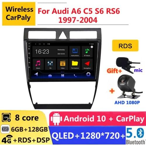 6G RAM 2 din android 10 car radio auto stereo for Audi A6 C5 1997-2004 S6 2 1999-2004 RS6 navigation GPS DVD Multimedia Player