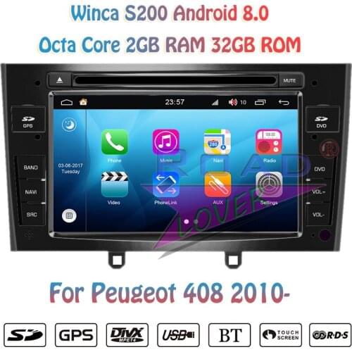 Winca S200 Android 8.0 Car Multimedia DVD Player For Peugeot 408 2007 2008 2009 2010 Stereo GPS Navigation Radio Magnitol 2 Din