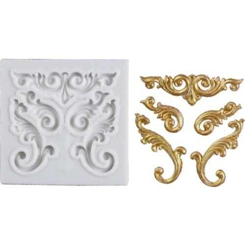Baroque Scroll Relief Silicone Mold DIY Relief Cake Border Fondant Cake Decorating Tools Candy Chocolate Clay Molds