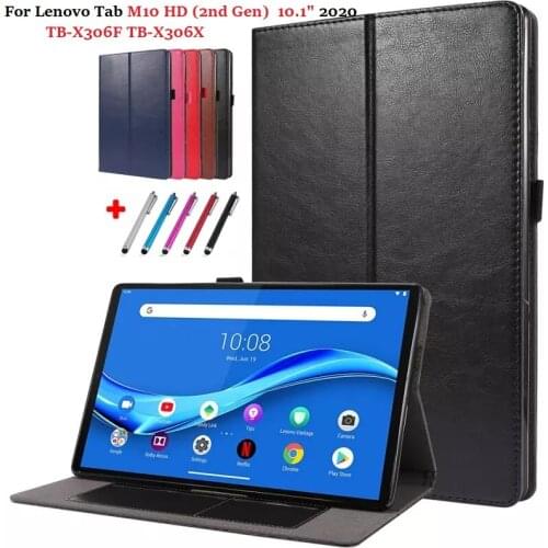Tablet Cover For Lenovo Tab M10 HD 2nd Gen TB-X306F X306X PU Leather Case For Lenovo Tab M10 HD 2 2nd Generation Cover Case +Pen