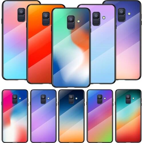 Tempered Glass Cover Gradient Color For Samsung Galaxy A91 A81 A72 A71 A52 A51 A41 A31 A21S A21 EU A11 A01 Phone Case