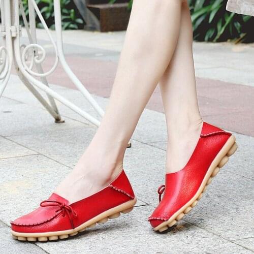 FABRECANDY 23 colours plus Size 34-44 Women Flats Mother Leather Shoes Casual Moccasins Driving Loafers Women Shoes Comfortable