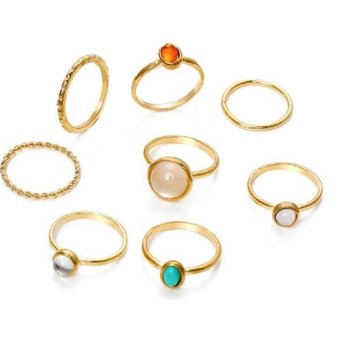 Кольца Rings For Women 8pcs/set Joint Ring Women Color Index Finger Ring Combination Set Парные Кольца Anillos Mujer