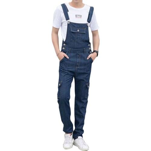 2020 Korean Version of the Cowboy Bibs Mens Bib pants Casual boys Jumpsuit Mens Suspenders Straight jeans Size S-3XL 4XL 5XL
