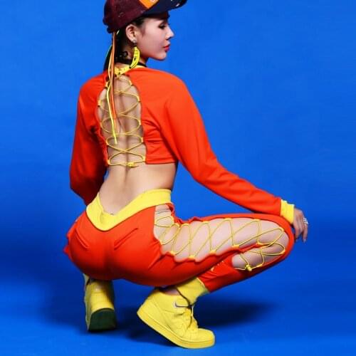 Sexy Pole Dance Costume For Women Backless Rave Tops Women Jazz Dancing Pants Red Festival Outfit DS Leader Performance Suit