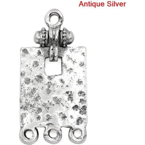 Lovely Connectors Findings Rectangle 4 Holes Silver Color 3x1.5cm,30PCs (B26056)