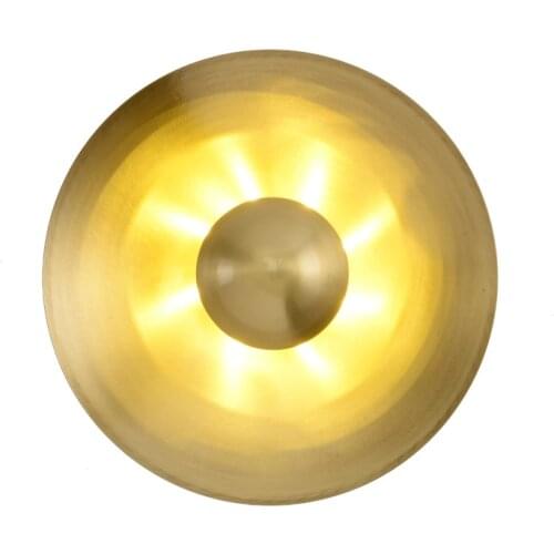 Round Gold Copper Led Wall Light Parlor Bedroom Sconce Lamp Bathroom light Hotel Hall Aisle Wall Lamp Warm light Home Luminaire