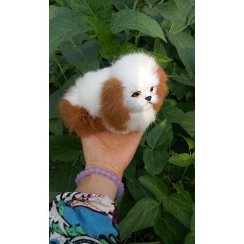 Small simulation cute dog polyethylene & furs yellow ears dog doll gift about 14x11cm 255