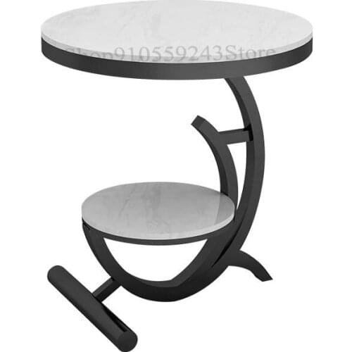 Nordic Small Coffee Table Light Luxury Marble Side Table Sofa Side Table Seating Corner Table Creative Balcony Small Round Table