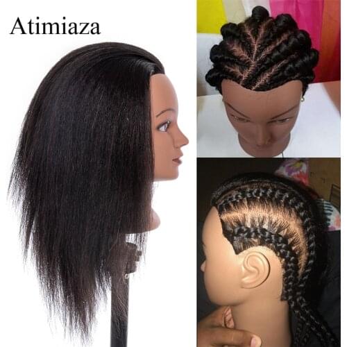 Afro Training Mannequin Head With Hair for Braiding Cornrow Practice Head Hair Training Mannequin Dummy Heads for Barber Practic