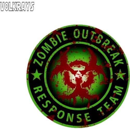 Volkrays Fashion Car Sticker Zombie Outbreak Response Team Bloody Biohazard Accessories Sunscreen PVC Decal for Vw Gti,13cm*13cm