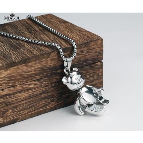 Fashionable Boy Bear Necklace Rotating Girls Cute Cool Pendant Match Summer Clothes Gifts Friends Exquisite New Creative Jewelry