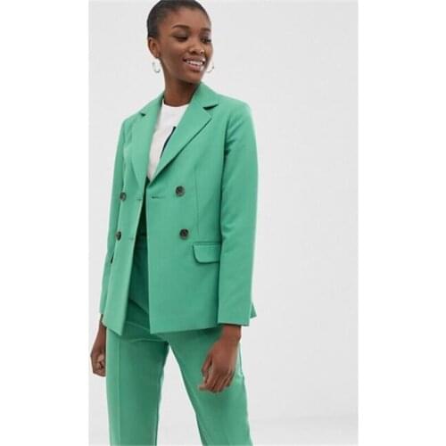Mint Notch Lapel Business Pant Suits for Women Plus Size Ladies Pantsuit Blazer+Pants for Work Pantsuit for Wedding Party