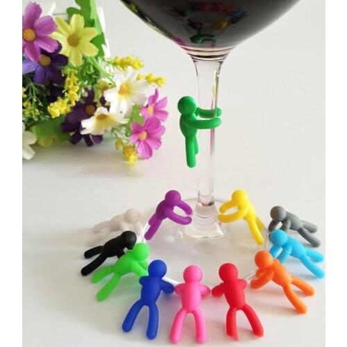 6 pcs Set Wine Glass Recognizer Silicone Label Drinking For Party Accessories Signs Labels Barware Identification Tag Glass V5B1