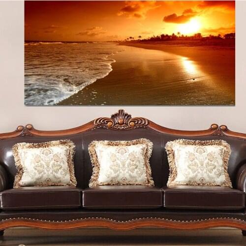 Beach Sunset Seascape Wall Art Mountain Canvas Painting Posters and Prints Modern Wall Art Picture for Living Room