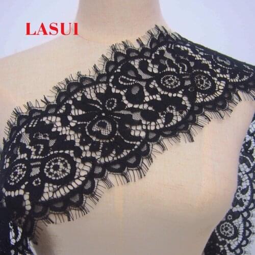 LASUI 2017 new 1 lot=12 cm*3 meters eyelash lace Cord french lace trim DIY dress white black Wedding dress veil0108
