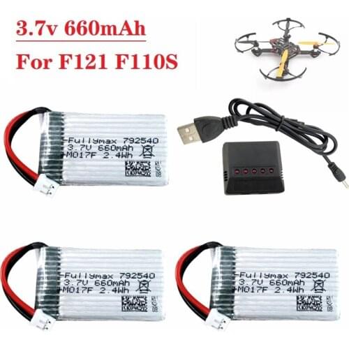Original Battery For F121/F110S Quadcopter Drone Parts 3.7v 660mAh Lipo Battery 3.7V 660mAh 25C Battery + Charger PH2.0 792540