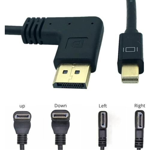 Thunderbolt Mini Displayport to Displayport Right Angle Cable Adapter Mini DP to DP 90 degree Converter Cable to DP Cable 4K