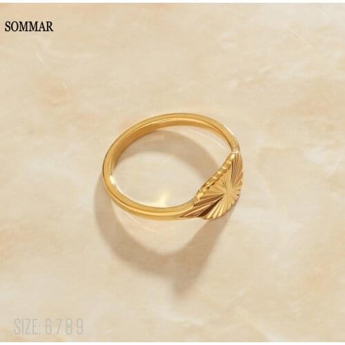 SOMMAR floating charms Gold color size 6 7 8 female Knuckle Rings The Sun Totem seal prices in euros Gift for her