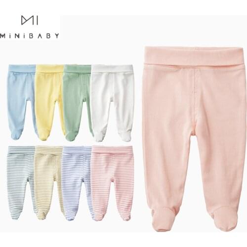 Newborn baby pants unisex organic Cotton legged High Waist Belly Care Baby Girl Pant Boys Trousers causual long Newborn Trousers
