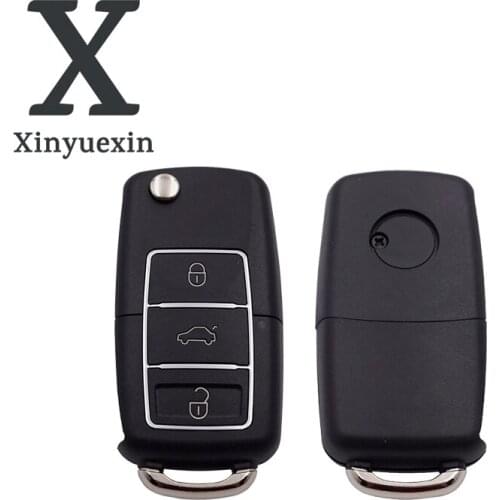 Xinyuexin 3 Buttons Flip Folding Remote Car Key Cover Fob for VW Passat Polo Golf Tiguan Beetle Jetta Waterproof Style
