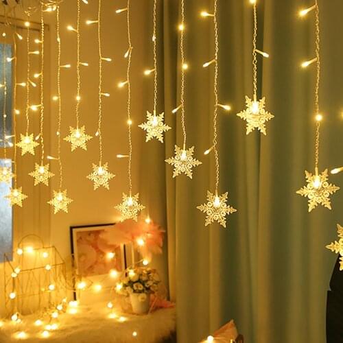 3.5M LED Curtain Garland On the Window USB String Lights Fairy Festoon New Year Christmas Decorations For Home Bedroom Window