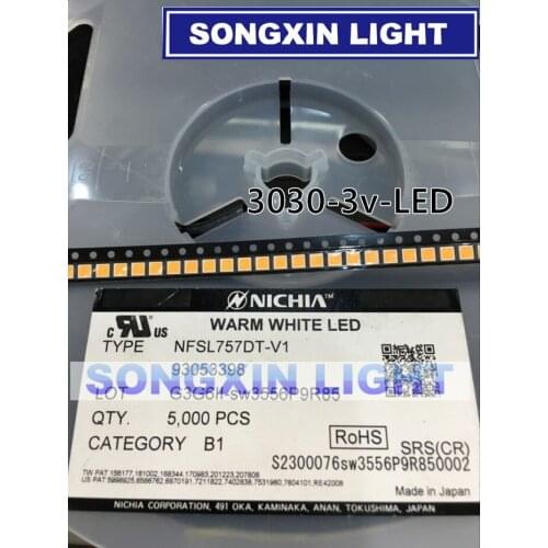 100pcs NICHIA SMD LED 3030 3000K Warm white 1W 240MA NFSL757DT-V1 Lighting Application