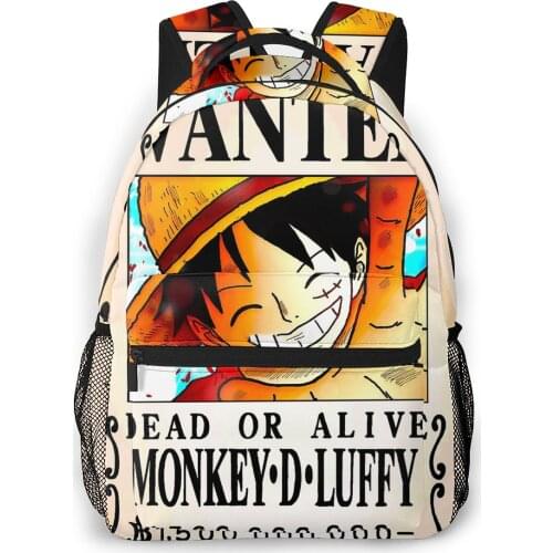 Wanted Poster Monkey D. Luffy 1.5 Billion Berrys for Teenager school bag One Piece Travel Rucksack Backpacks For Boys and Girls