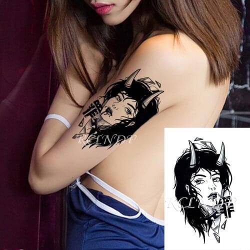 Waterproof Temporary Tattoo Sticker Sexy Girl Antler Chinese Word "zui" Geometric Patterns Fake Tatto Flash Tatoo for Men Women