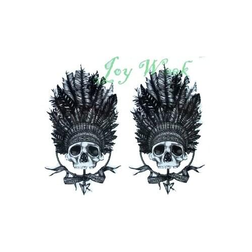 Waterproof Temporary Tattoo sticker tribal feather headdress Skull tatto stickers flash tatoo fake tattoos for men women