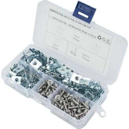 200Pcs/Set U Clips Speed Fasteners Accessories Automobiles Motorcycles Nuts Screw Spire