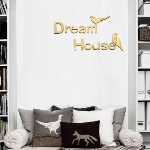Dream House Acrylic Mirror Wall Stickers Mirror Mural Bedroom Living Room Decor Home Decoration Accessories