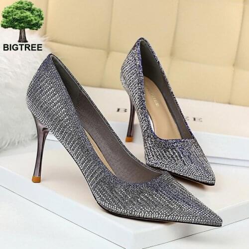 Women Pumps Sexy High Heels Stiletto Women Shoes High Heels Pumps Wedding Shoes High Heels Bling Women Bridal Shoes Plus Size
