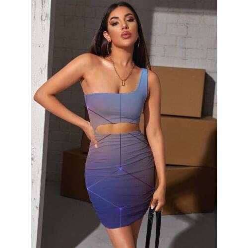 Giyu Brand Geometry Dresses Women Cube Vestido Sexy Abstract Halter Sleeveless Psychedelic 3d Print Womens Clothing Party Short