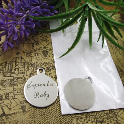 10pcs--"September Baby"stainless steel charms 5 styles for choosing DIY Charms for necklace bracelets