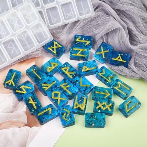 2pcs/set DIY Runes Character Resin Mold Handmade Key Chain Pendant UV Epoxy Silicone Mold Home Decor Crafts Making